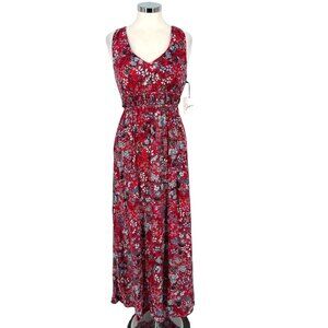 Japna Floral Sleeveless Maxi Dress Sundress Red Blue Size Medium NWT
